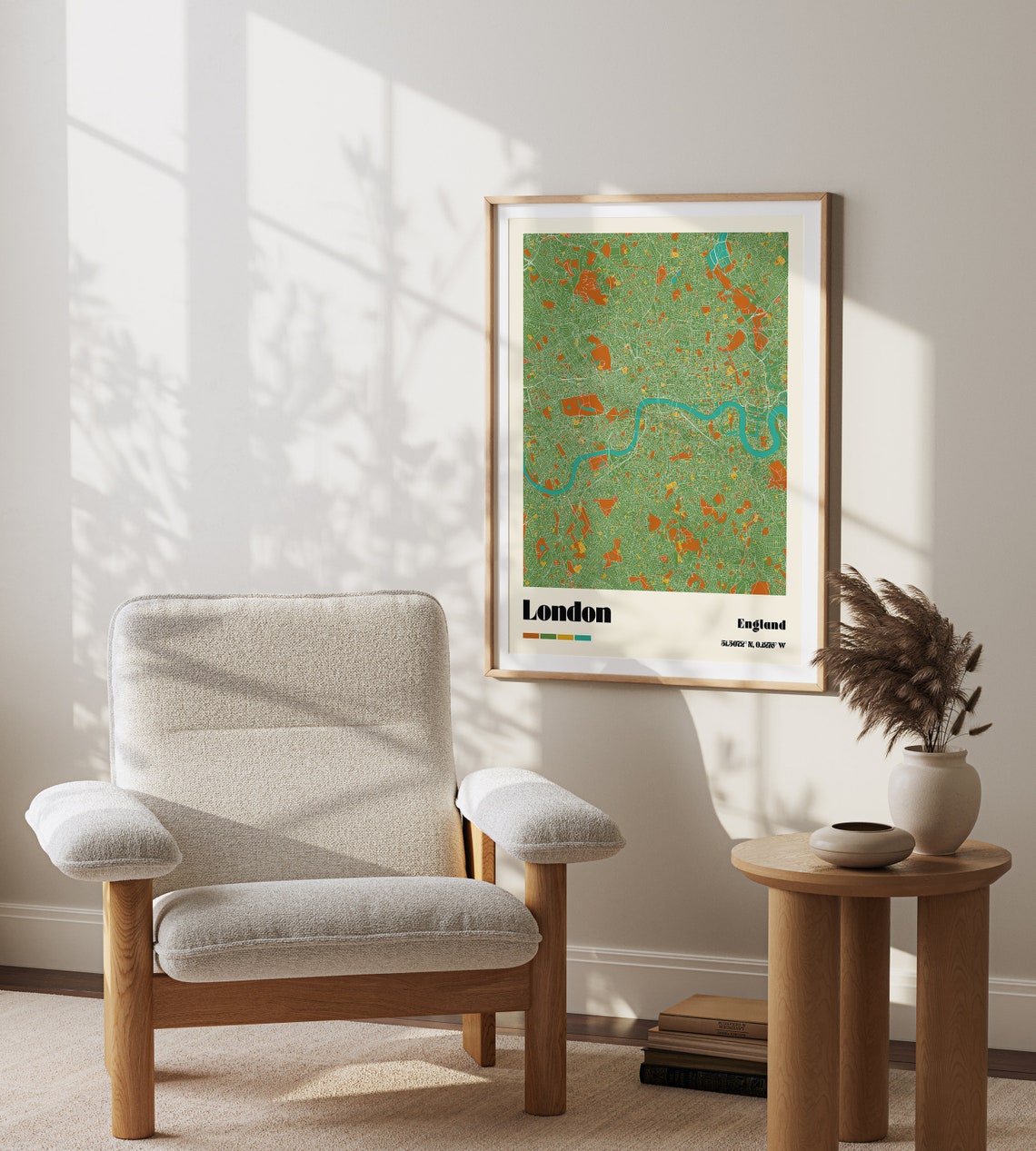London England Colorful Modern City Map Thames River Wall Art - Image 3