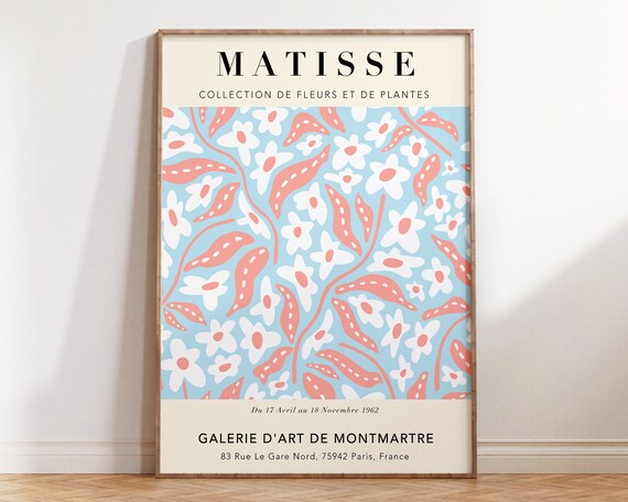 Blue Pink Pastel Matisse Exhibition Poster Flower Market Pink Matisse Wall Art Boho Floral Flower Market Print Modern Florals Mp093