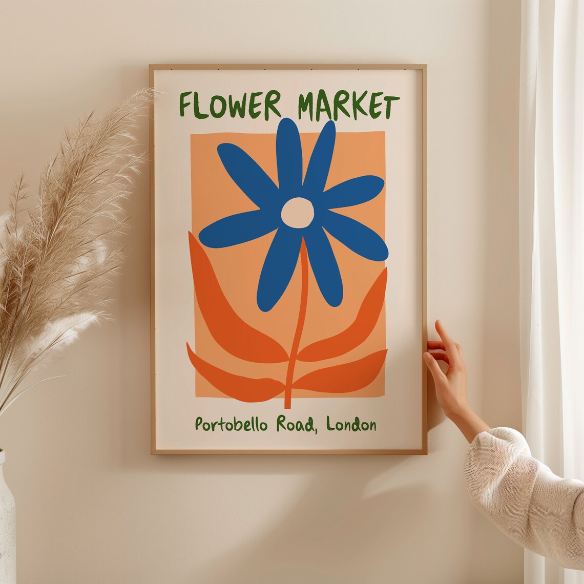 Portobello Road London Flower Market Blue Bloom Retro Art Poster - Image 3