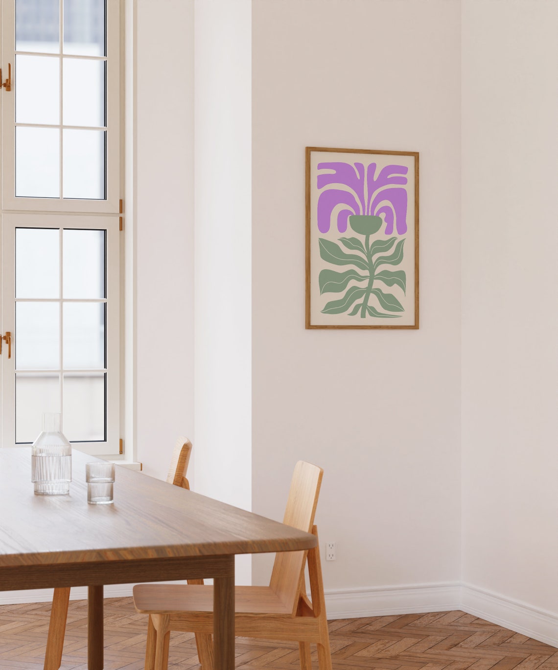 Purple Sage Abstract Bloom Retro Mid Century Botanical Art Poster - Image 2