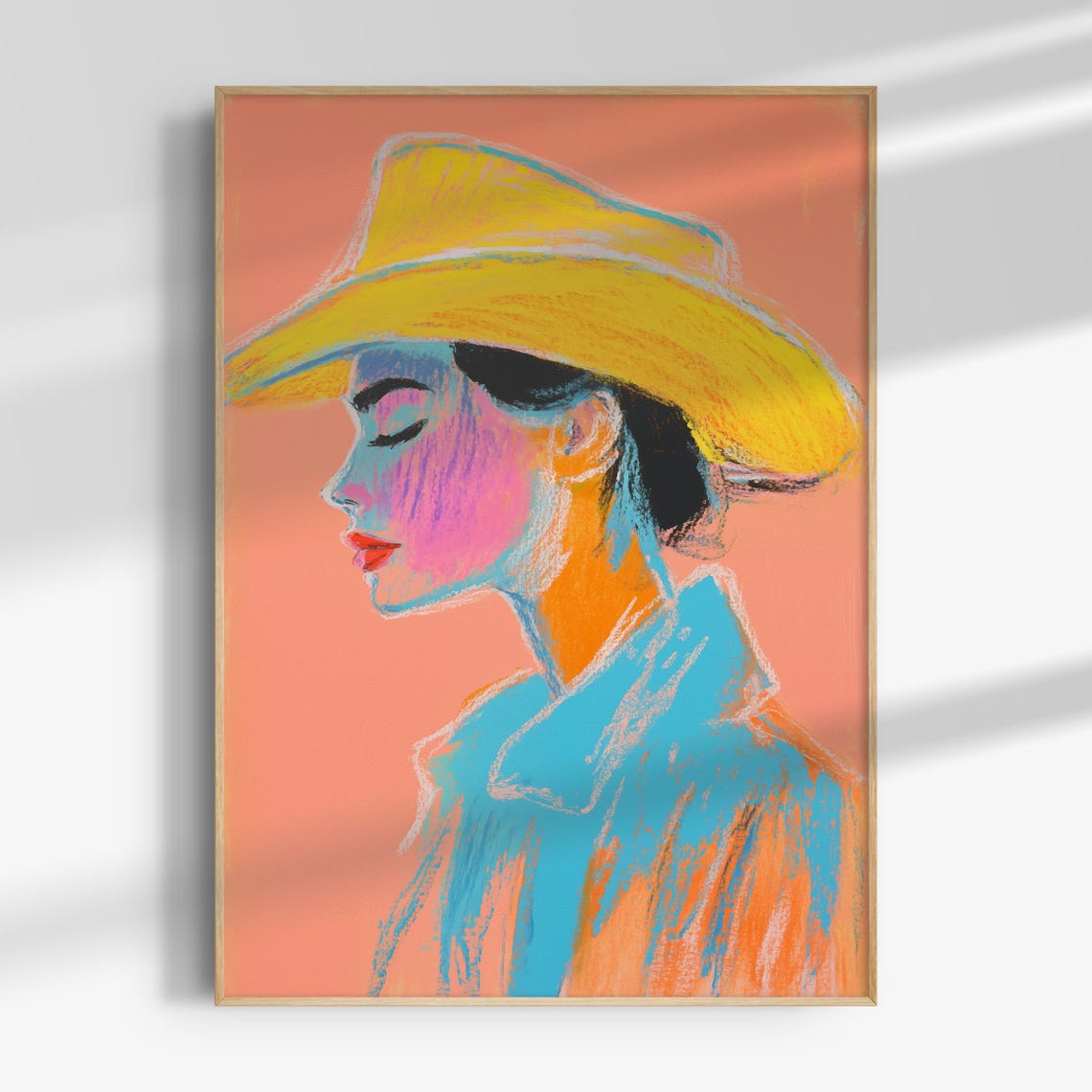 Cowgirl Portrait Painting Abstract Colourful Cowgirl Wall Art Mid Century South Western Print Dopamine Wall Art W19 - Image 4
