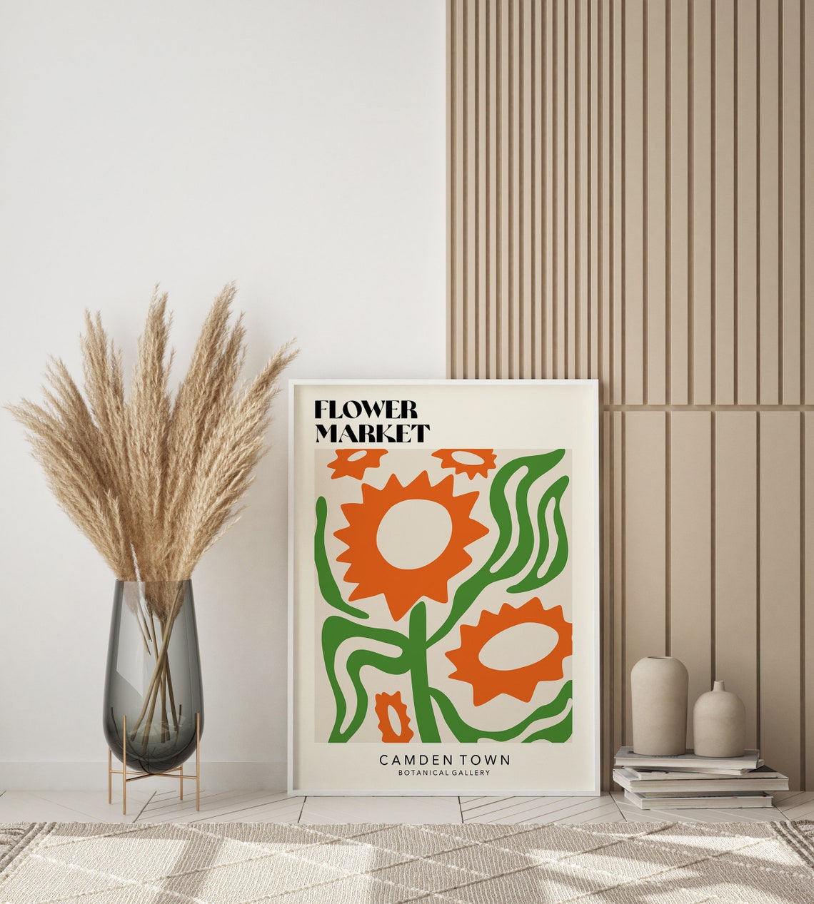 Flower Market Camden Town Poster Flower Market Poster Flower Market Wall Art Retro 70s Flower Market Yellow Flower Market Print F053 - Image 2