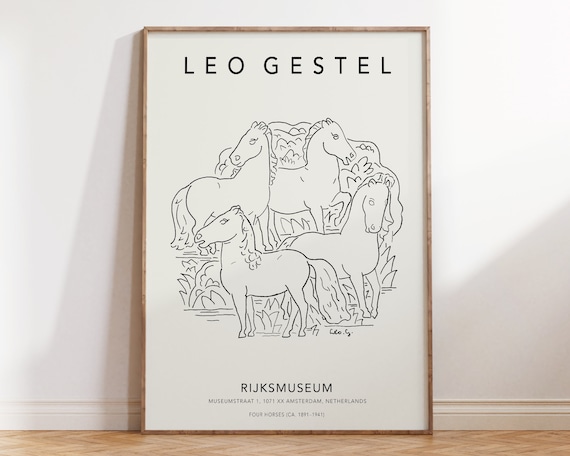 Leo Gestel Four Horses Line Drawing Rijksmuseum Amsterdam Poster