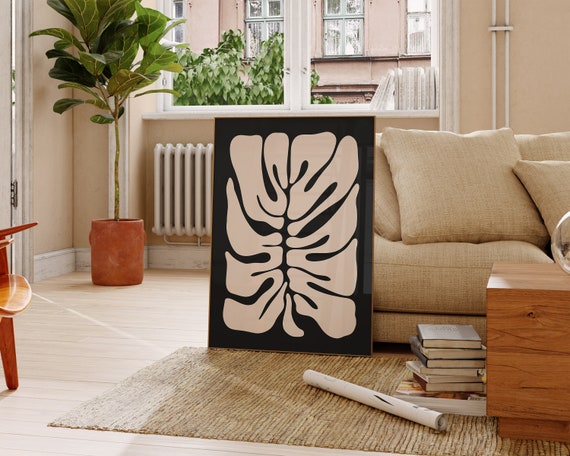 Abstract Botanical Wall Art Moody Botanical Print Neutral Botanical Wall Art Wavy Floral Wall Art Boho Wall Flower Print Matisse Print