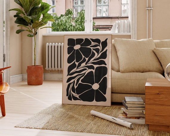 Abstract Botanical Wall Art Moody Botanical Print Neutral Botanical Wall Art Wavy Floral Wall Art Boho Wall Flower Print Matisse Print