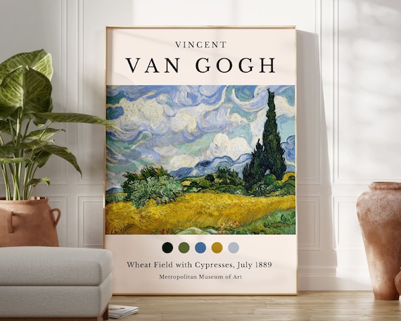 Van Gogh Wheat Field With Cypresses, Vintage Art Print