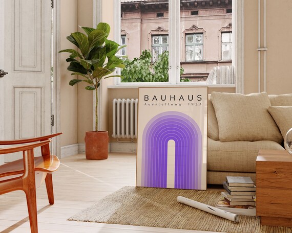 Bauhaus Ausstellung 1923 Purple Arch Geometric Minimal Poster