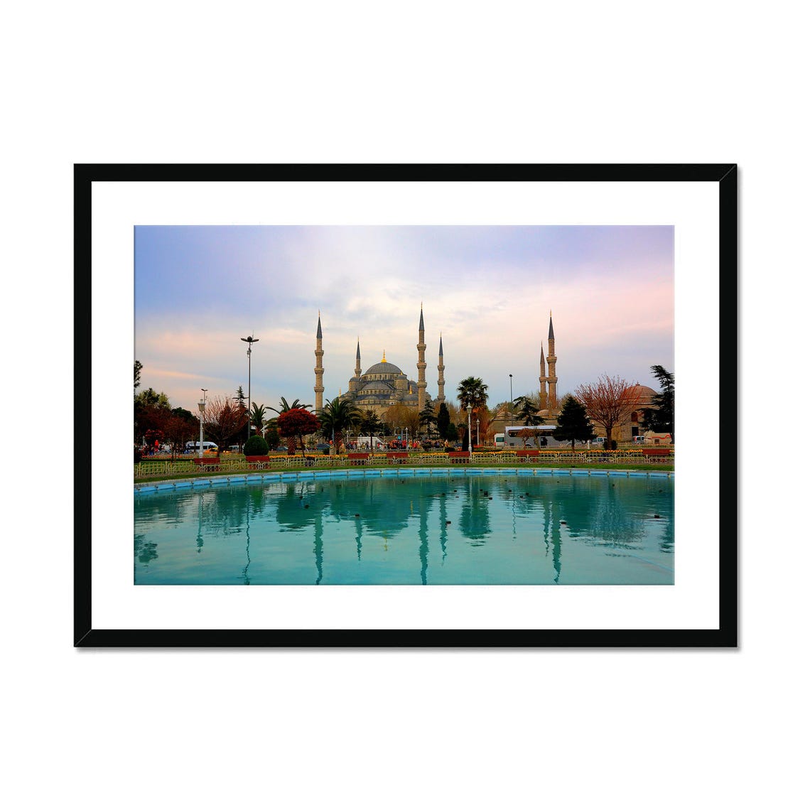 Blue Mosque Istanbul Reflection Twilight Travel Photo Poster