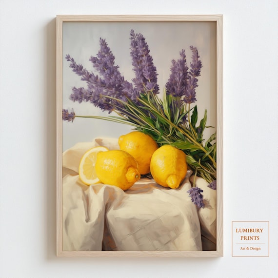 Lavender Sprigs Lemon Still Life French Country Kitchen Poster
