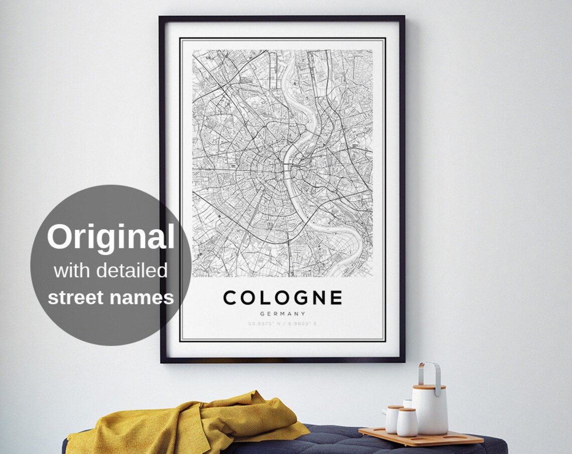 Cologne Germany Map Print, Minimalist Travel Poster