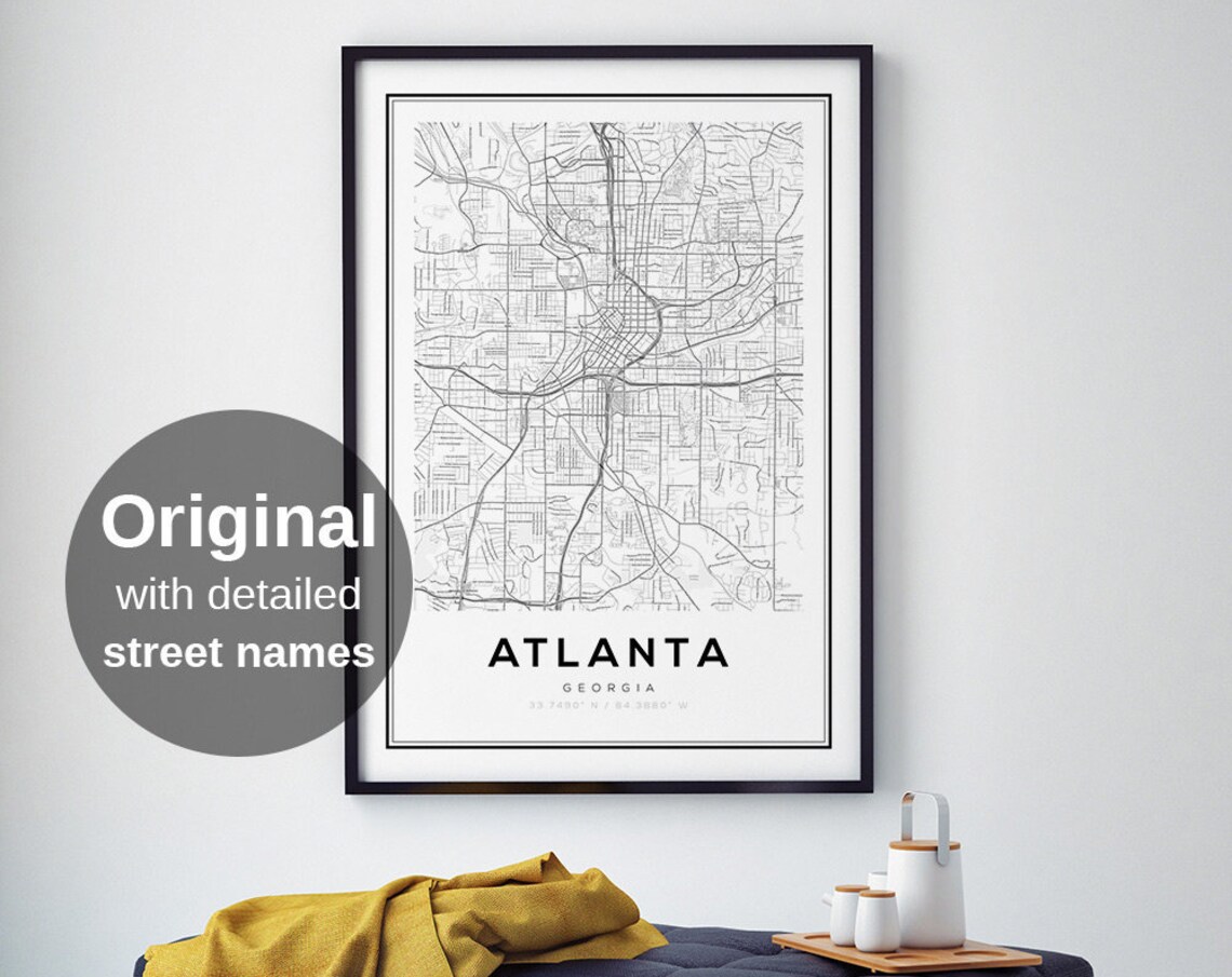Atlanta Map Print, Minimalist Georgia Travel Poster