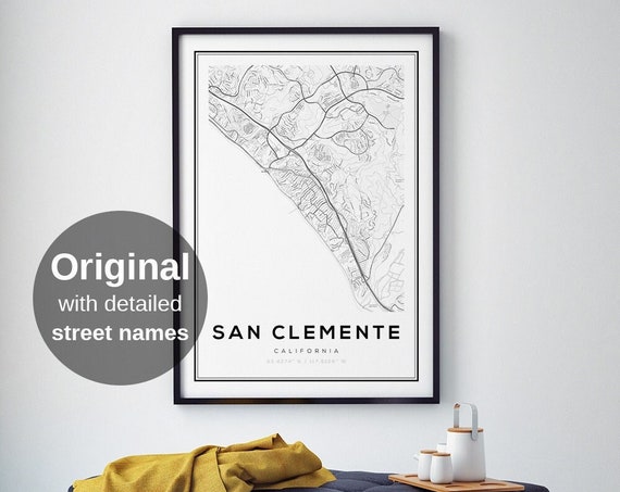 San Clemente Map Print Beach Surf Poster
