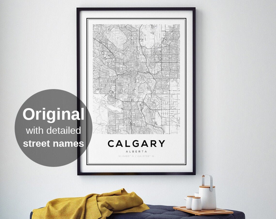 Calgary City Map, Minimalist Travel Poster