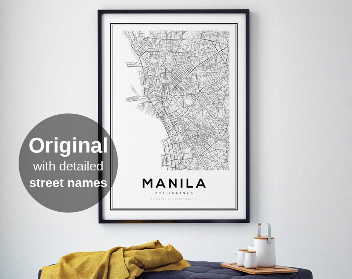 Manila City Map - Minimalist Travel Poster