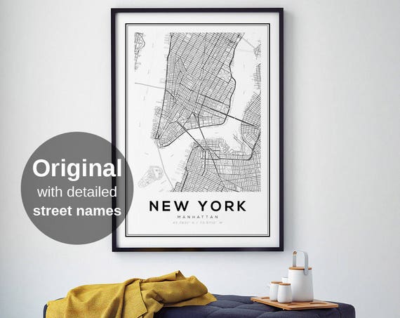 NYC Map Print, Minimalist New York Travel Poster