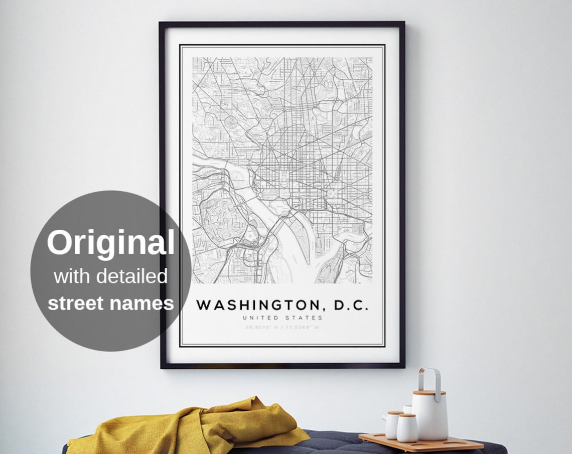 Washington DC Map Print, Minimalist Travel Poster