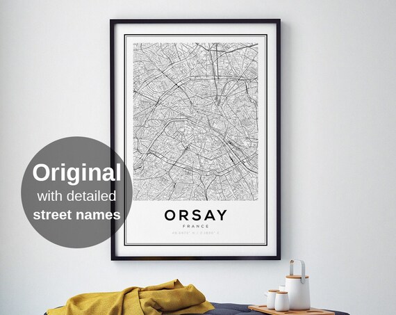 Orsay Map Print France Paris Suburb Museum Poster