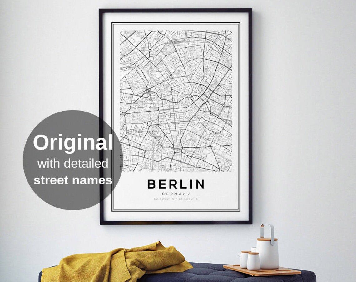 Berlin City Map Art Print, Minimalist Travel Poster