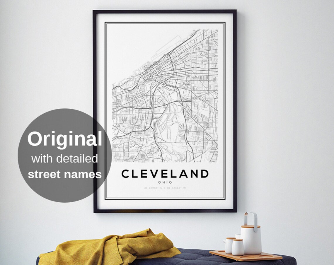 Cleveland City Map - Minimalist Ohio Travel Poster