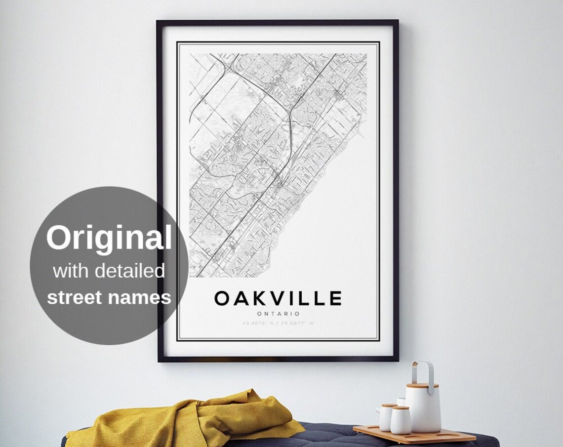 Oakville Map Print, Minimalist Travel Poster