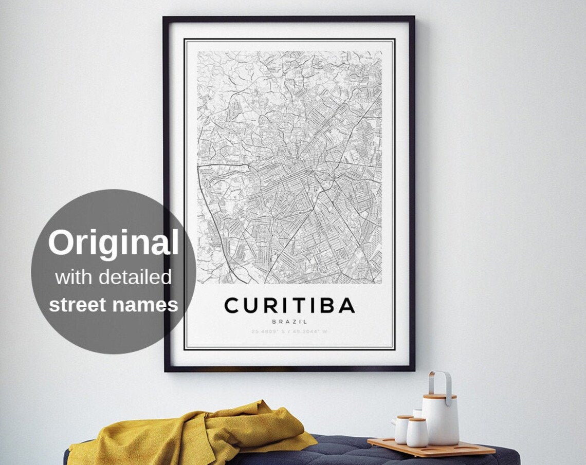 Curitiba Brazil Minimalist Map Art Print