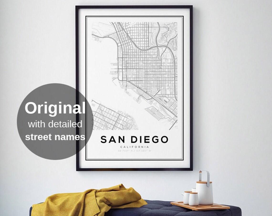 San Diego City Map Minimalist Art Print