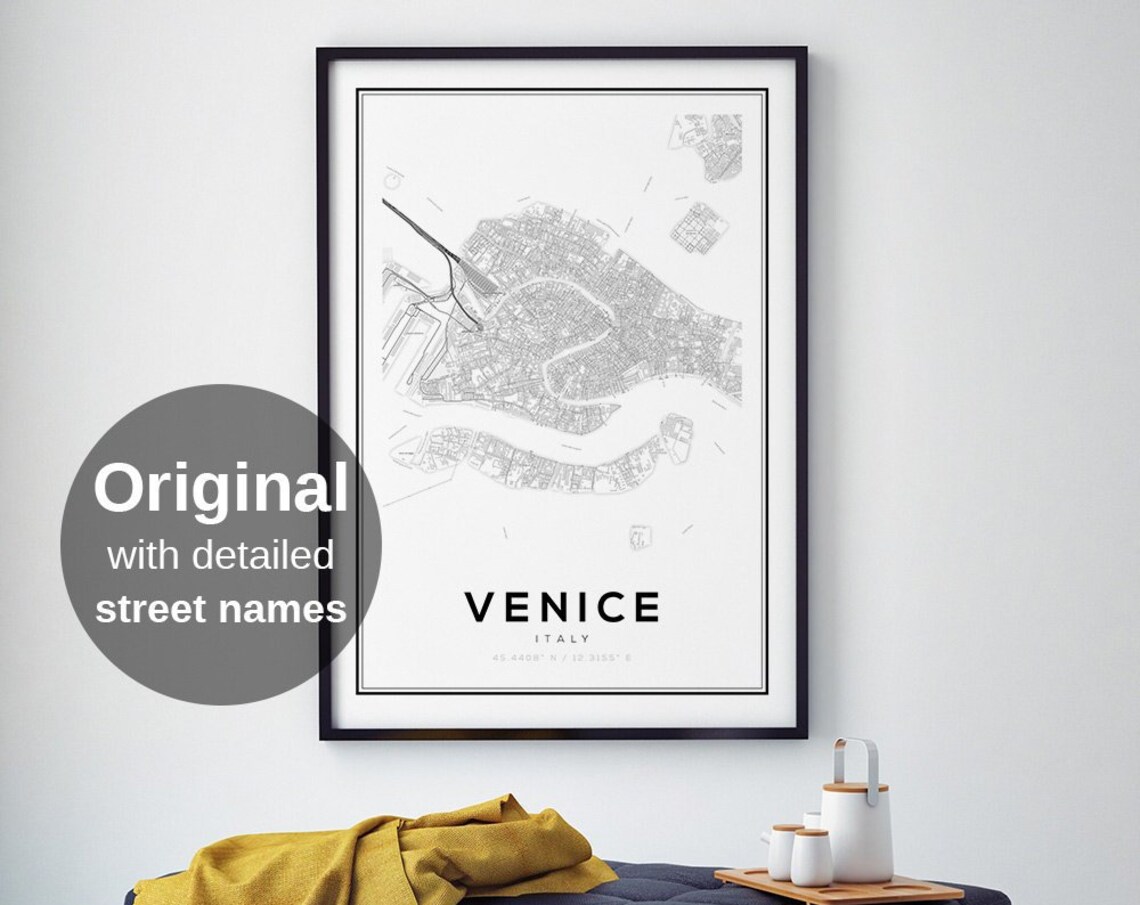 Venice City Map Minimalist Travel Poster