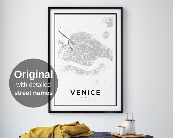 Venice City Map Minimalist Travel Poster