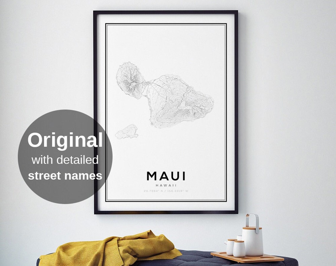Maui Map Minimalist Travel Poster