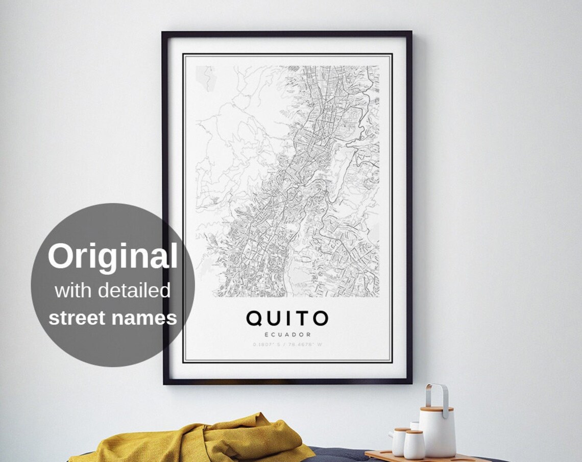 Quito Map Print, Minimalist Andes Travel Poster