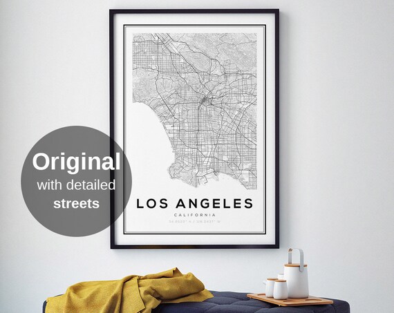 Los Angeles Map Print, Minimalist City Poster