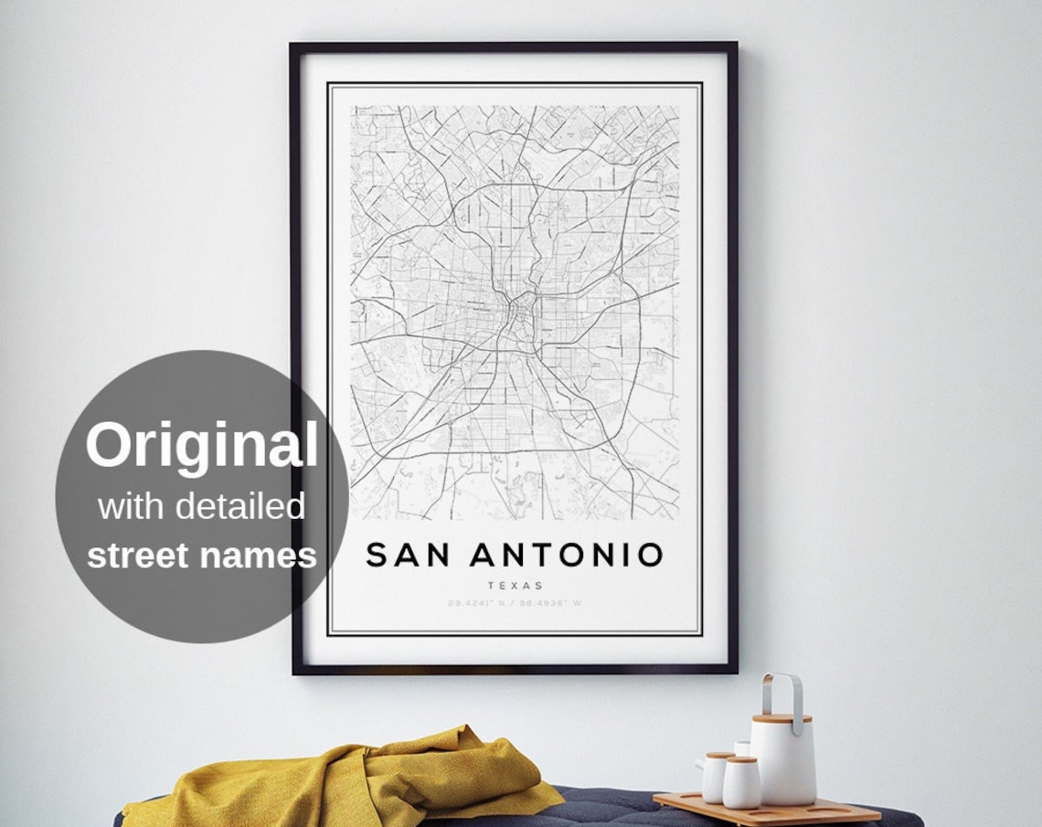 San Antonio Minimalist Map Art Print, Texas City