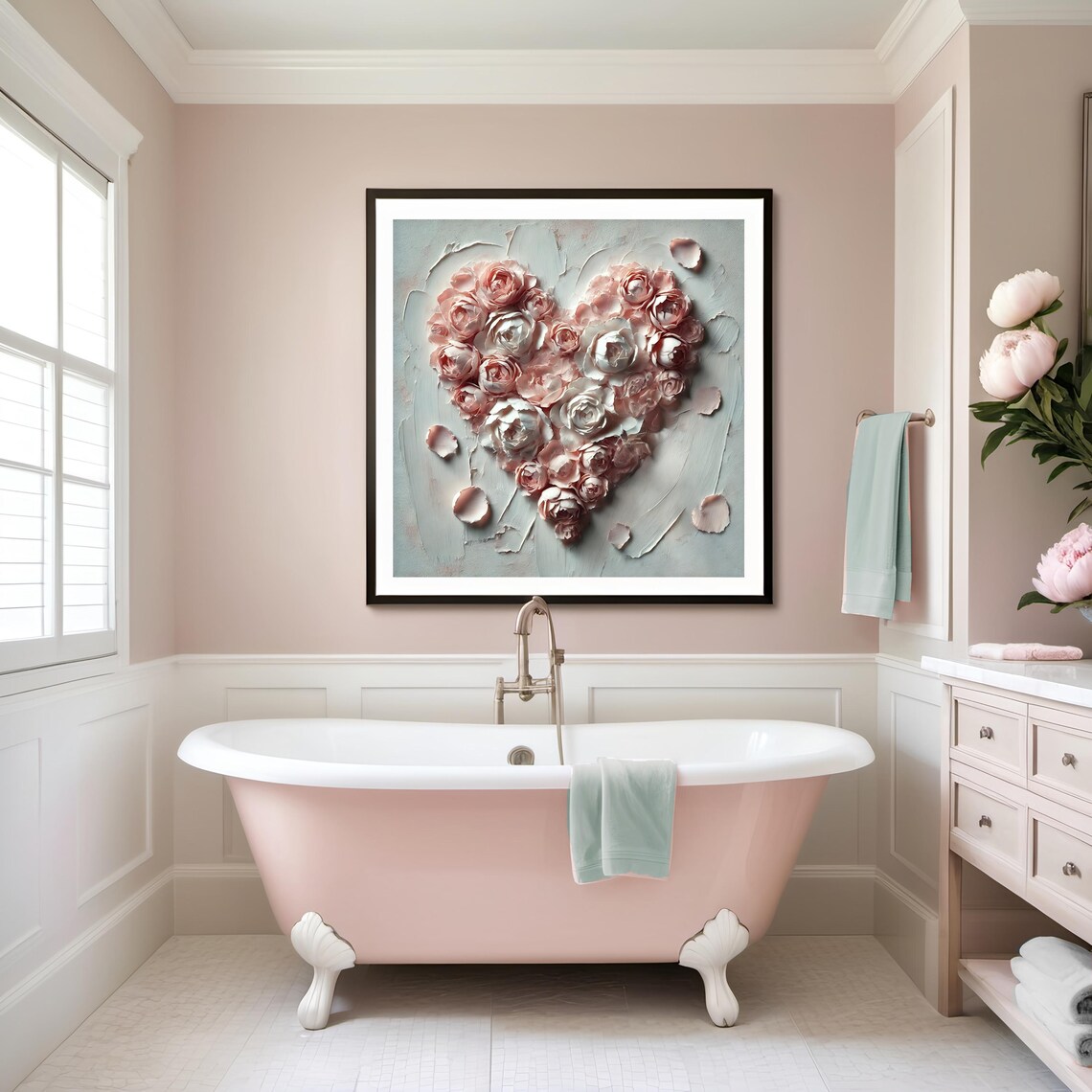 Romantic Floral Heart Art Print, Whimsical Valentine's Day - Image 2