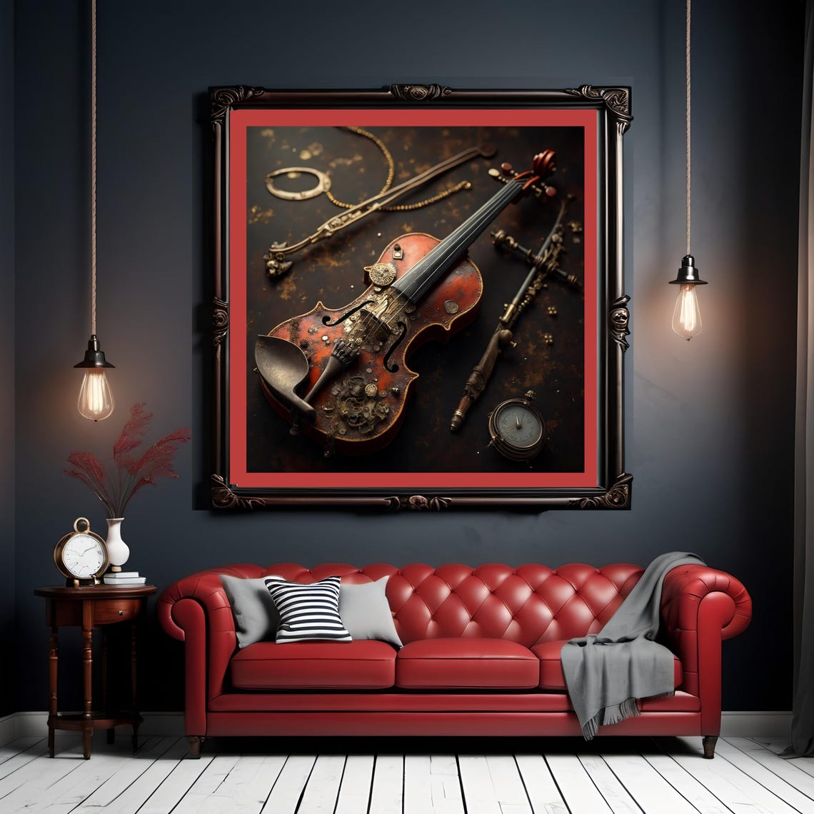 Steampunk Violin Gears Mechanical Bow Vintage Clockwork Music Print - Image 3