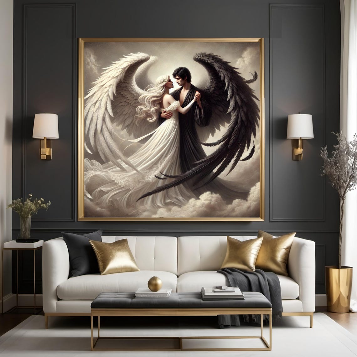 Light And Dark Angels Dancing Celestial Love Good Vs Evil Poster - Image 3