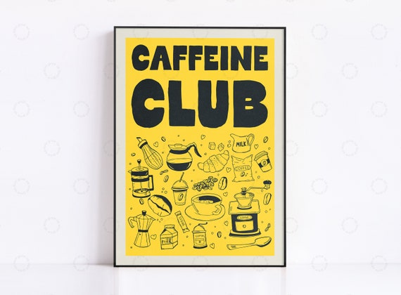 Coffee Print Vintage Drink Poster Retro Food Modern Kitchen Wall Art Pop Illustration