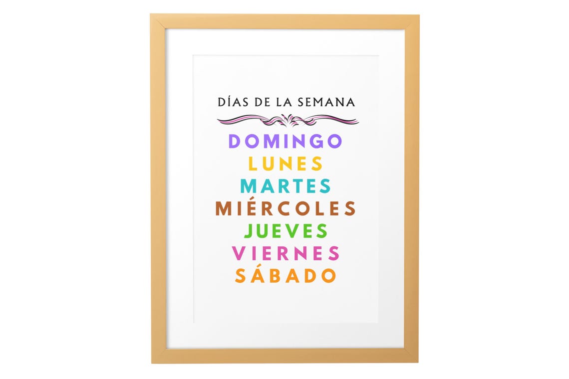 Dias De La Semana Spanish Days Of Week Classroom Decor Poster - Image 5