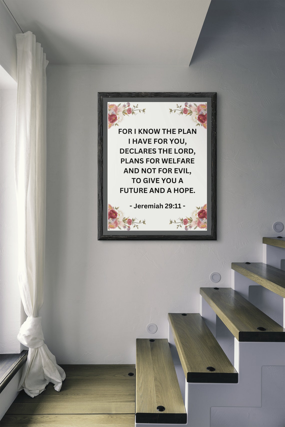 Jeremiah 29:11 For I Know The Plans Floral Scripture Faith Wall Poster - Image 4