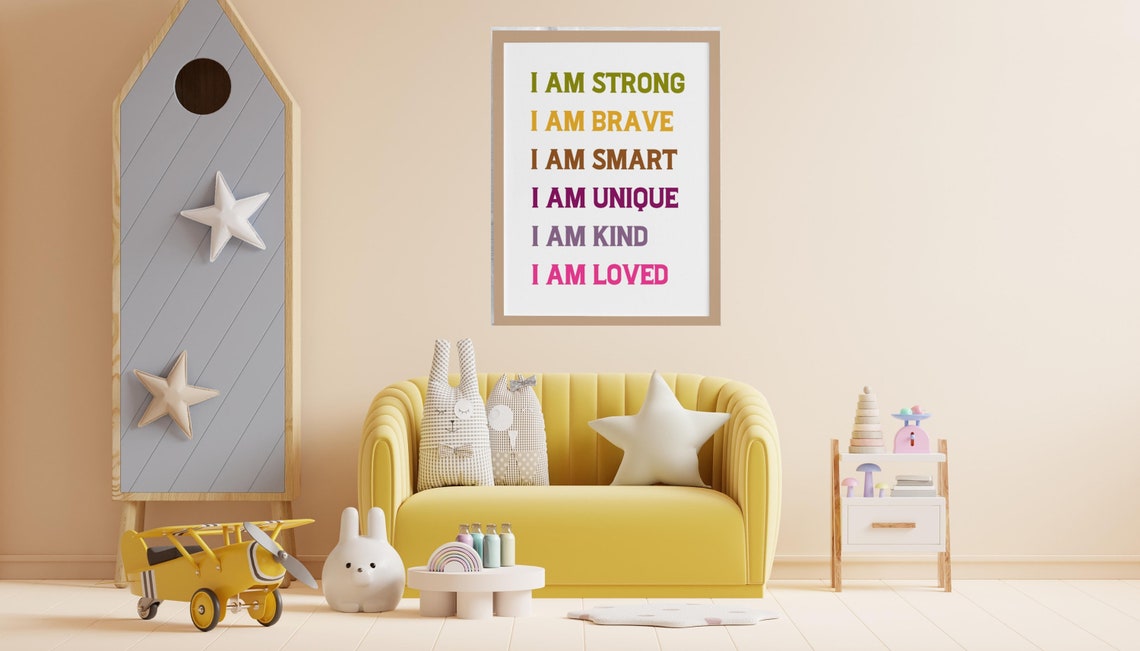 I Am Strong I Am Brave I Am Smart Affirmations Set Of 3 Kids Poster - Image 3