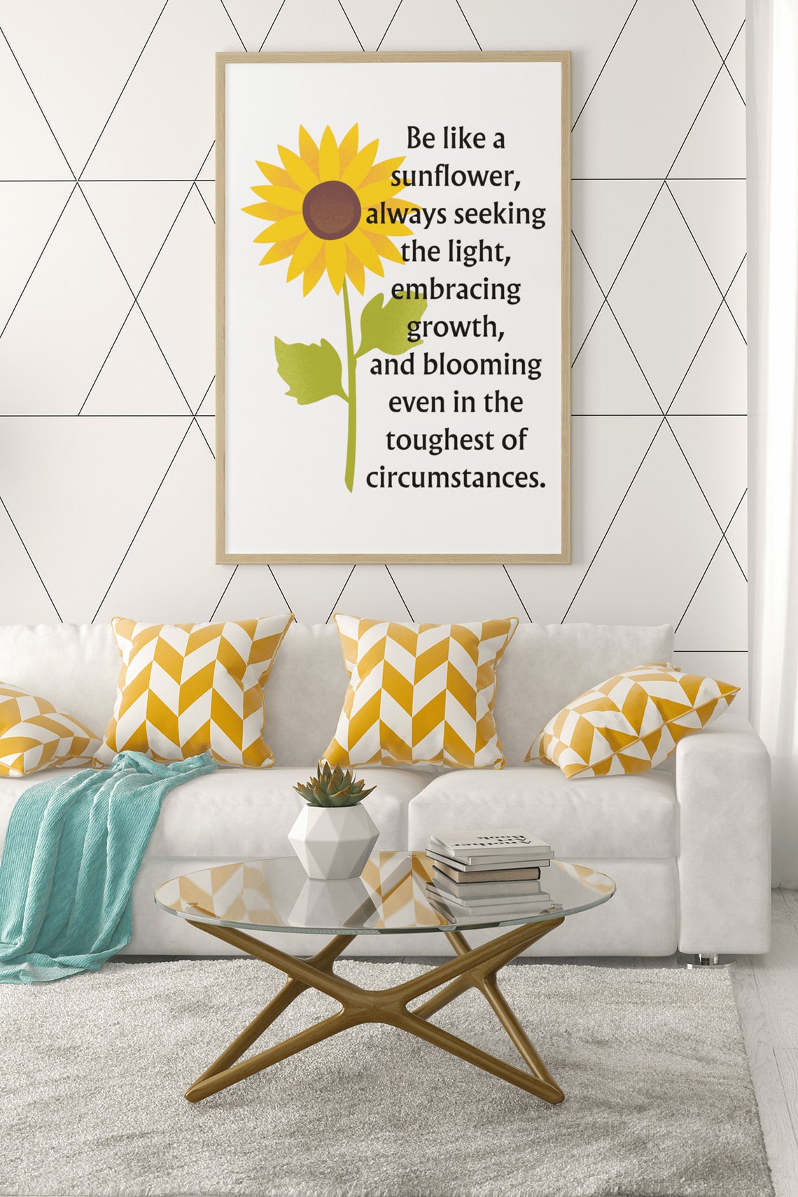 Be Like a Sunflower Inspirational Quote Botanical Growth Poster - Image 3