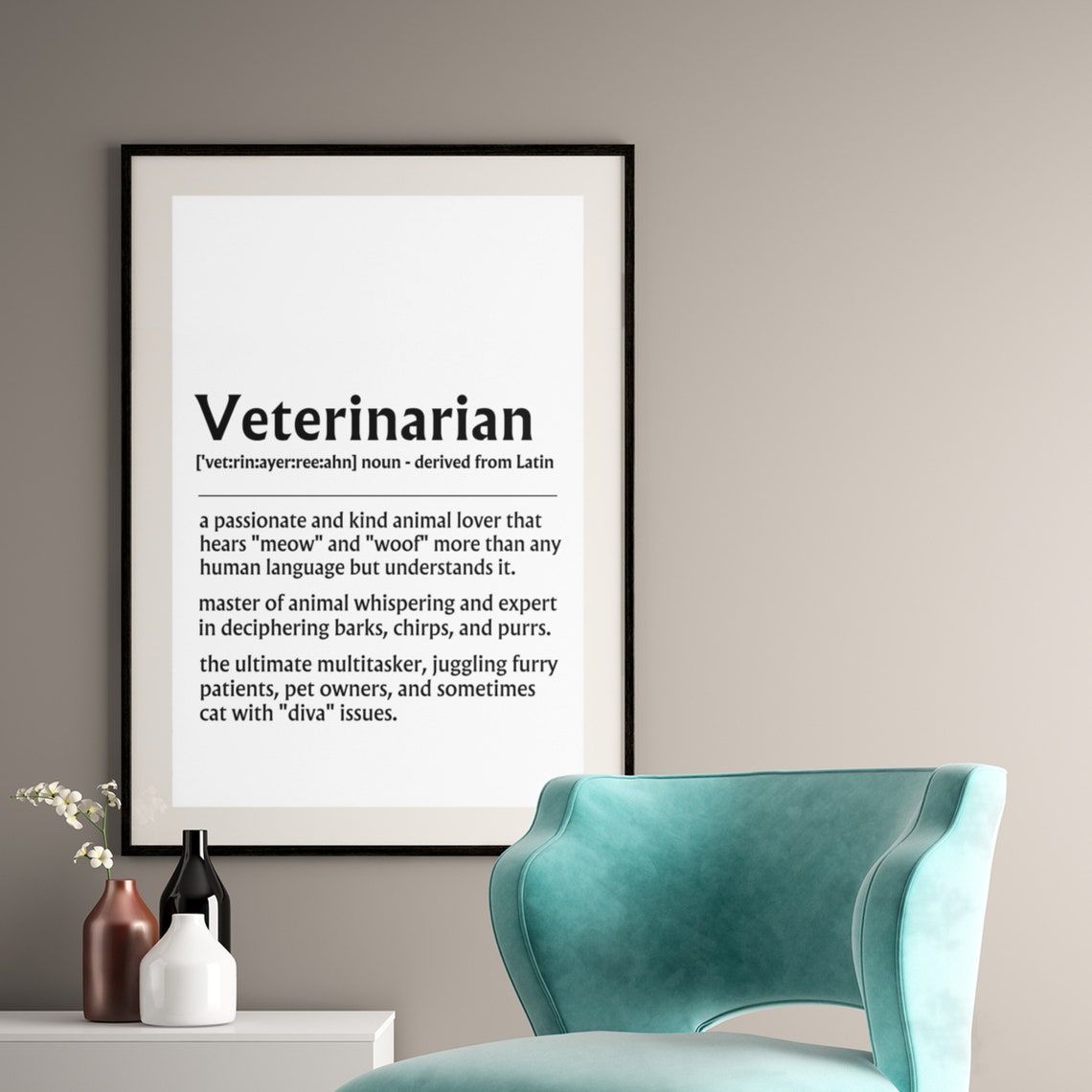 Veterinarian Funny Definition Animal Whisperer Office Gift Poster - Image 5