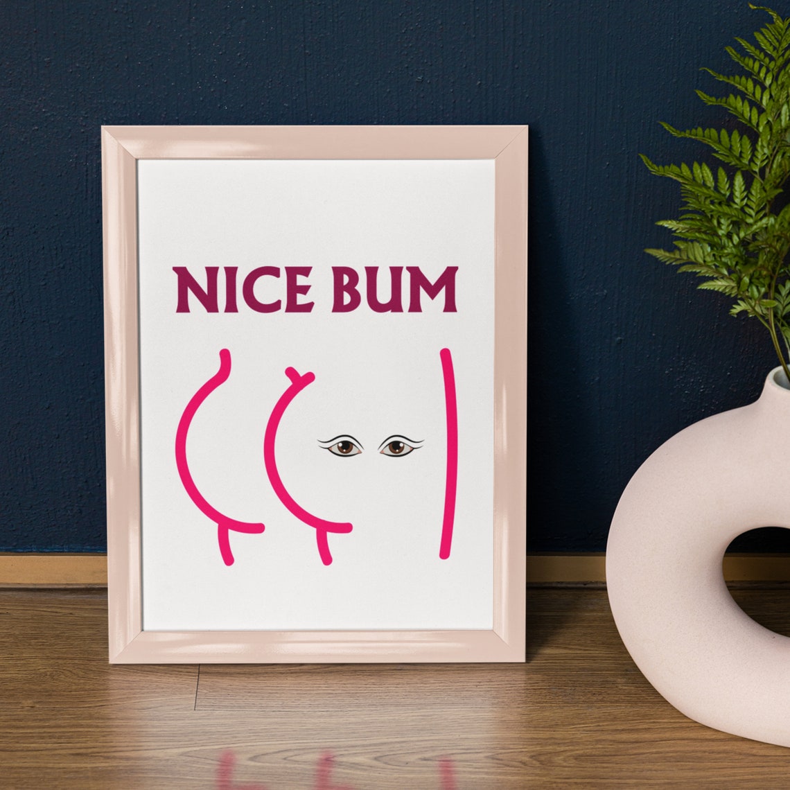 Nice Bum Magenta Bold Minimalist Line Art Cheeky Bathroom Poster - Image 5