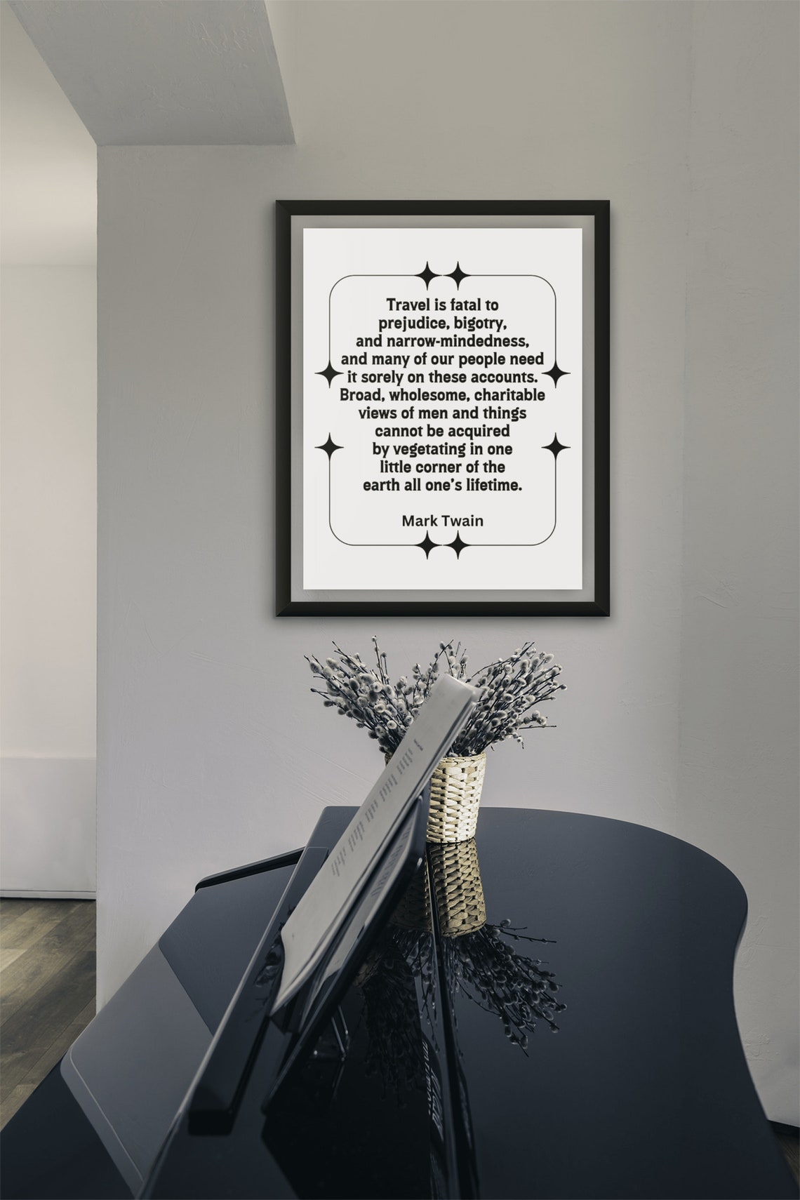 Mark Twain Travel Quote Star Border Office Study Wall Poster - Image 5