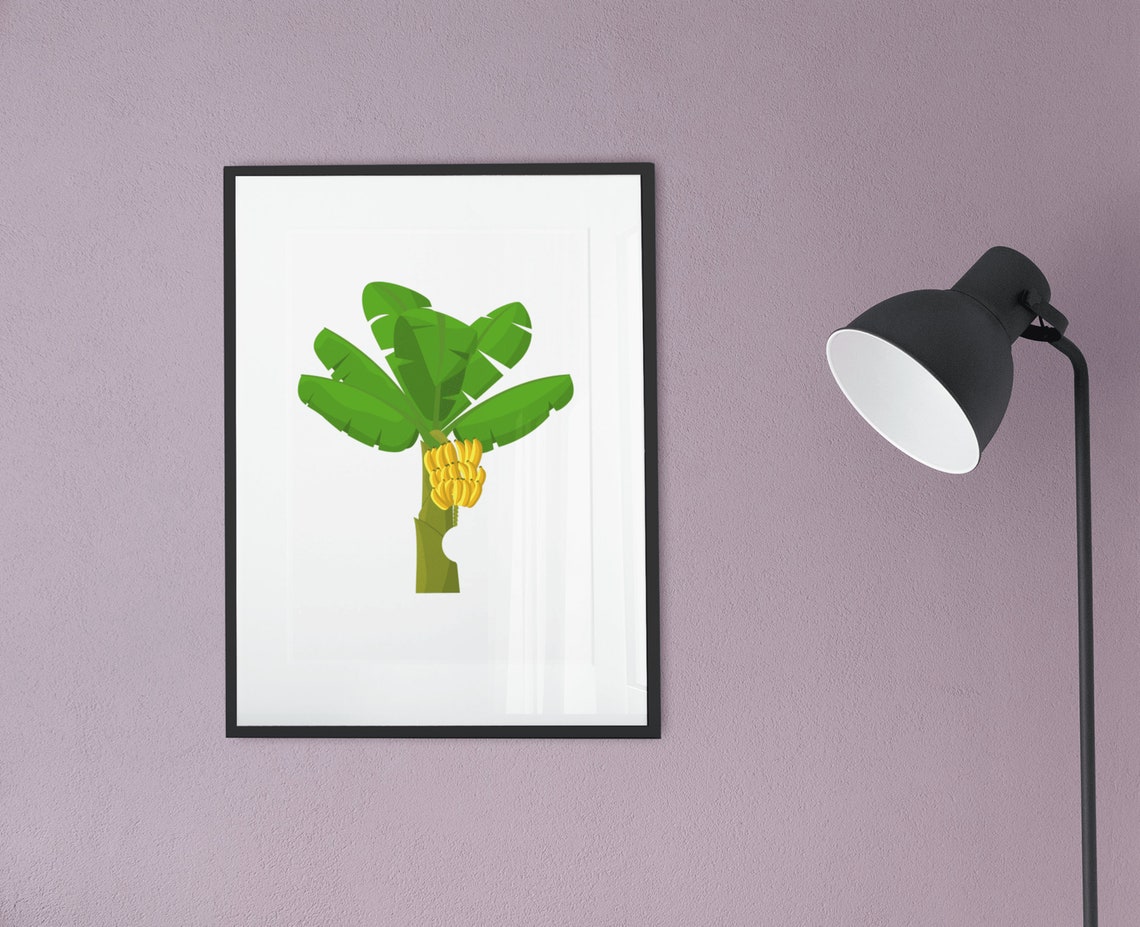Banana Tree Tropical Illustration With Banana Fruit Wall Poster - Image 2