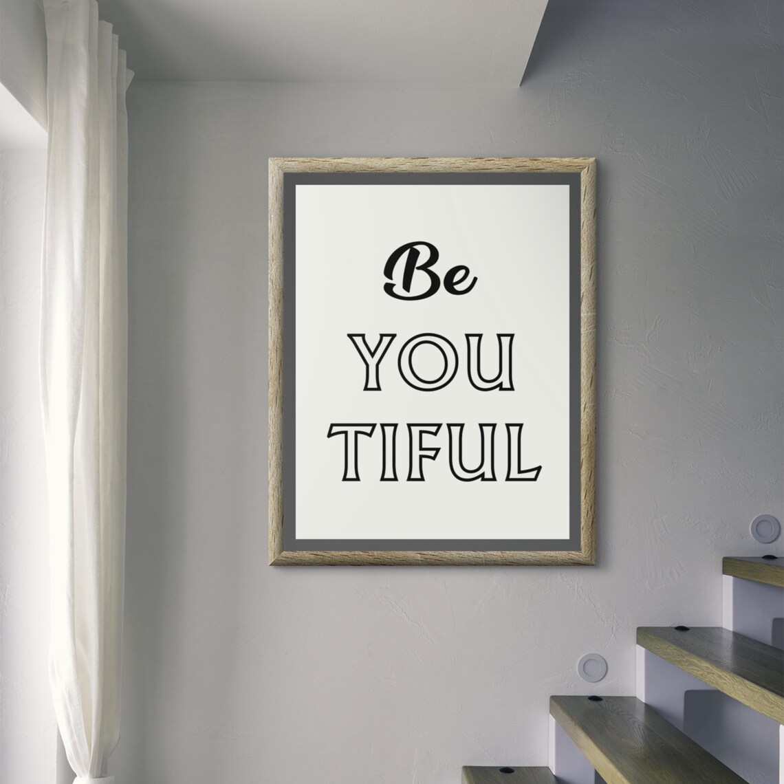 Be You Tiful Minimalist Typography Motivational Quote Poster - Image 3
