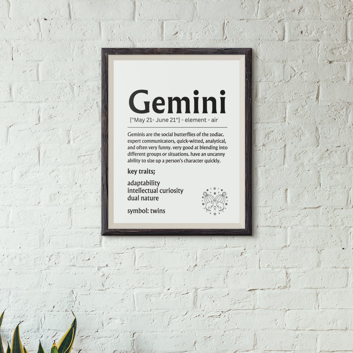 Gemini Zodiac Definition Sign Twins Key Traits Astrology Gift Poster - Image 6
