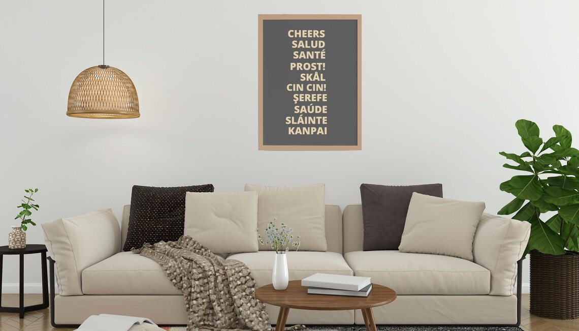 Cheers Around the World Fun Set of 3 Minimalist Bar Cart Poster - Image 4