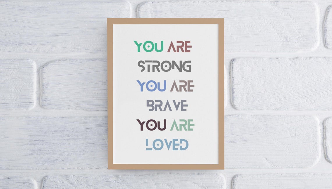 You Are Strong Brave Loved Rainbow Daily Color Affirmation Poster - Image 2