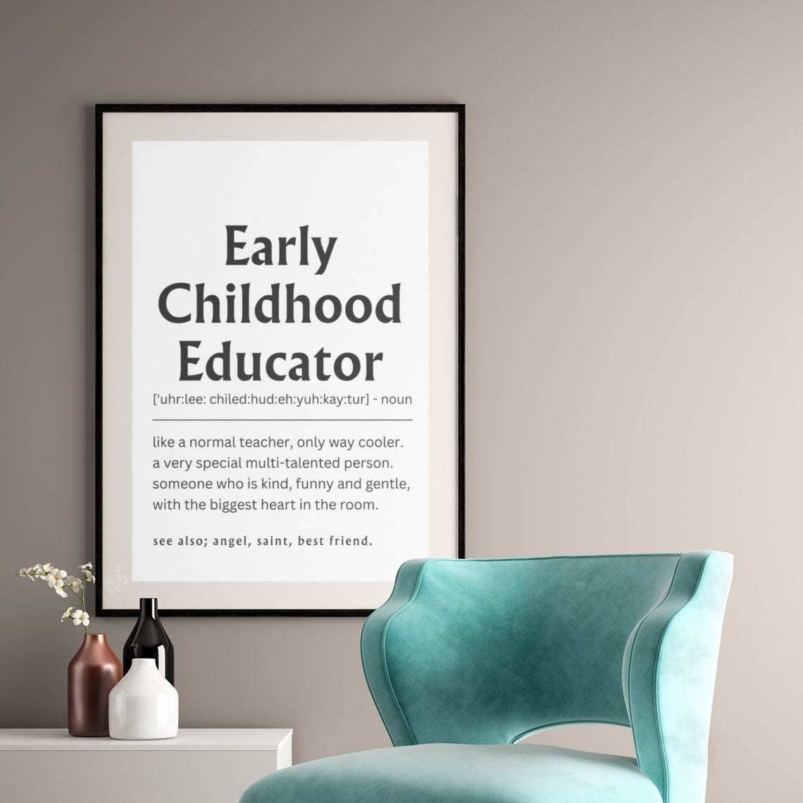 Early Childhood Educator Dictionary Definition Poster Teacher Gift