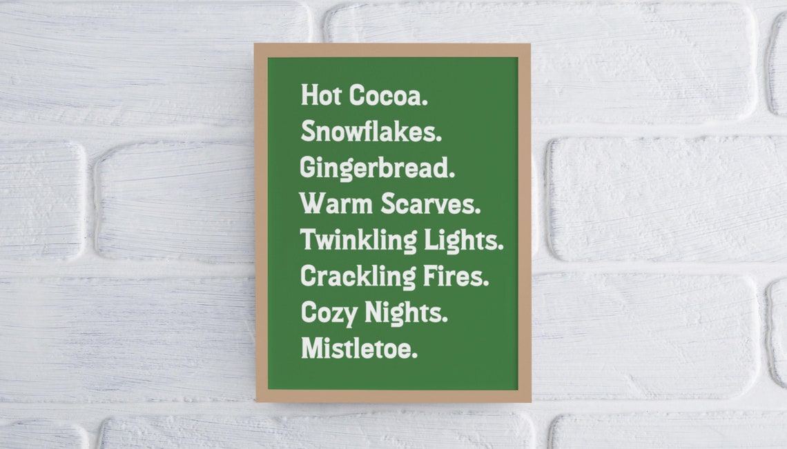 Hot Cocoa Snowflakes Gingerbread Cozy Christmas Word List Poster